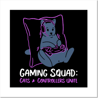 Gaming Squad: Cats & Controllers Unite Posters and Art